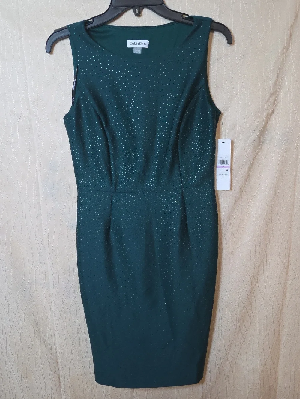 Calvin Klein Dark Green Sleeveless Midi Sheath Dress